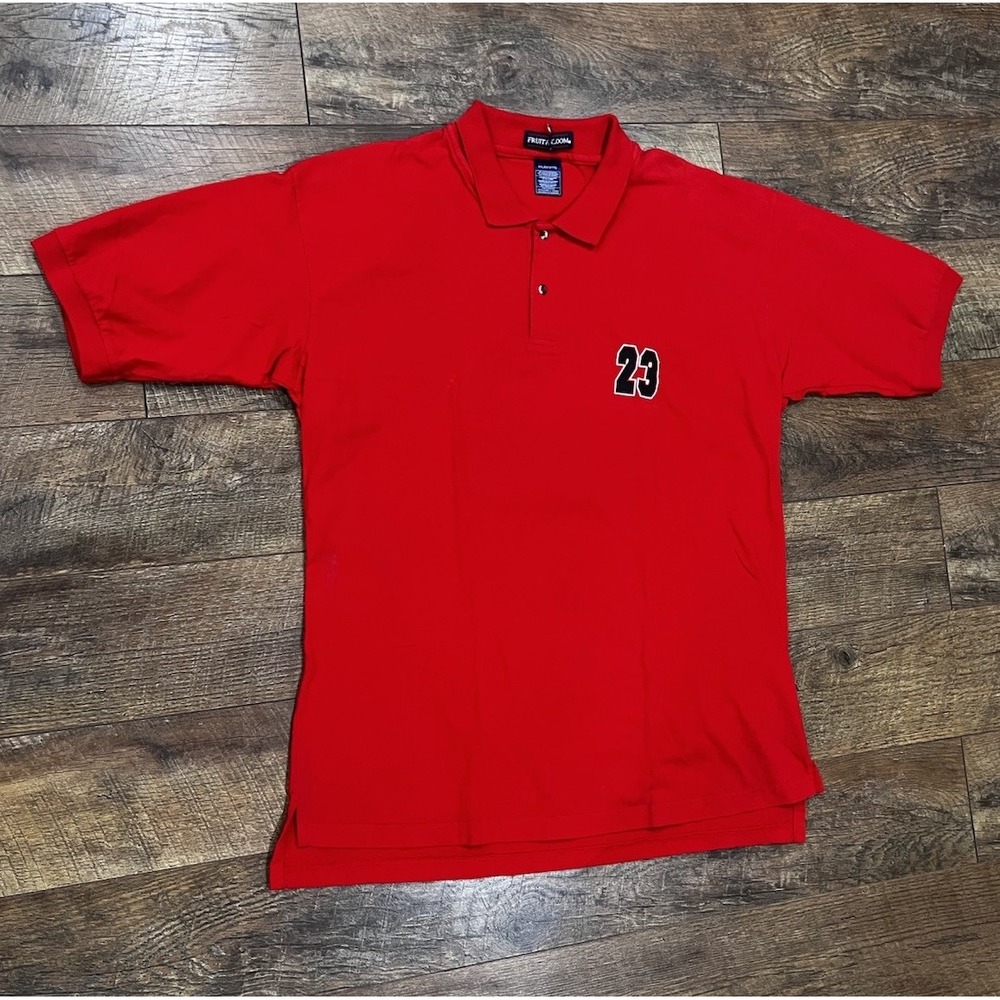 Vintage 90s Michael Jordan #23 Polo Shirt Red XXL‎ Chicago Bulls